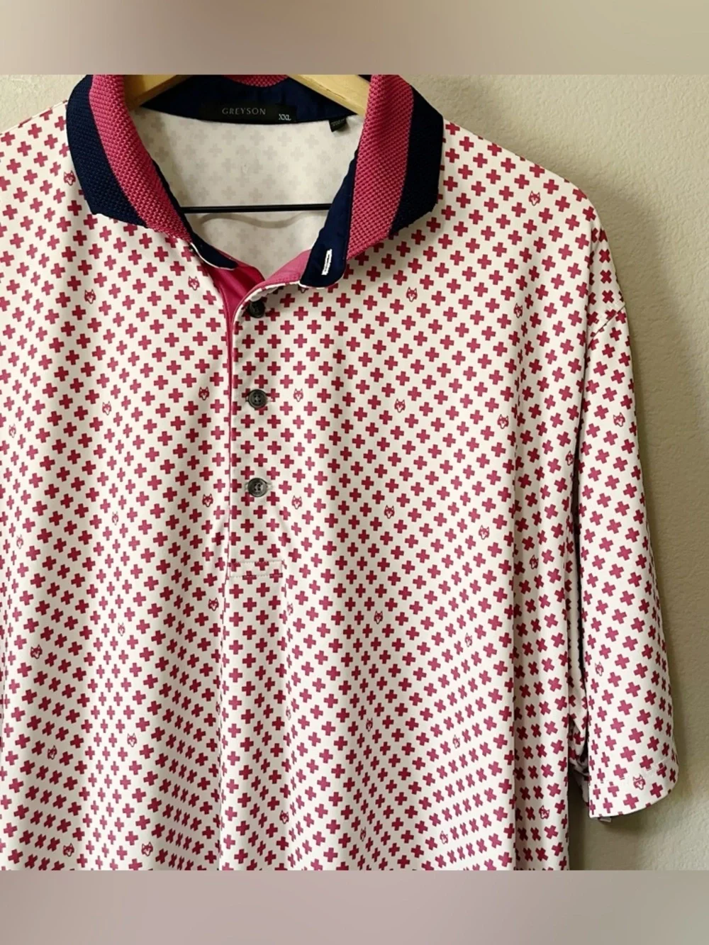 Greyson Men's Love + Loyalty Short Sleeve Polo Shirt Pink Size XXL Golf Preppy - Picture 6 of 13